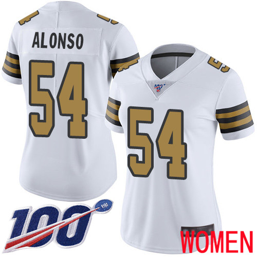 New Orleans Saints Limited White Women Kiko Alonso Jersey NFL Football #54 100th Season Rush Vapor Untouchable Jersey